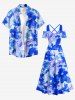 Robe longue hawaïenne à épaules dénudées et bretelles croisées, imprimé aquarelle fleurs d'hibiscus -  5X