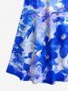Robe longue hawaïenne à épaules dénudées et bretelles croisées, imprimé aquarelle fleurs d'hibiscus -  5X