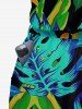 Combinaison Hawaï à poche et imprimé feuilles tropicales avec ceinture amovible et bretelles - Turquoise M