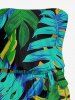 Combinaison Hawaï à poche et imprimé feuilles tropicales avec ceinture amovible et bretelles - Turquoise M