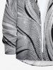 Chemise hawaïenne pour homme à manches longues, boutons et imprimé marbré abstrait - Gris XL