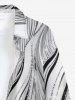 Chemise hawaïenne pour homme à manches longues, boutons et imprimé marbré abstrait - Gris XL