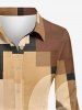 Robe chemise trapèze à boutons, imprimé géométrique colorblock - Bronze 5X