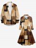Robe chemise trapèze à boutons, imprimé géométrique colorblock - Bronze 5X