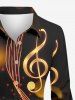 Robe chemise trapèze à boutons, imprimé notes de musique et taches lumineuses - marron foncé 5X