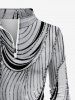 Robe de golf coupe trapèze à imprimé marbré abstrait, poche zippée et surpiqûres contrastées - Gris XS