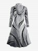 Robe de golf coupe trapèze à imprimé marbré abstrait, poche zippée et surpiqûres contrastées - Gris XS