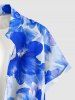 Chemise hawaïenne pour homme à imprimé aquarelle fleurs d'hibiscus, boutons et poche -  S