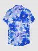 Chemise hawaïenne pour homme à imprimé aquarelle fleurs d'hibiscus, boutons et poche -  S