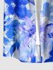 Chemise hawaïenne pour homme à imprimé aquarelle fleurs d'hibiscus, boutons et poche -  S