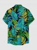 Chemise hawaïenne pour homme à imprimé feuilles tropicales, boutons et poche - Turquoise M