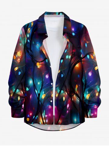Colorful Light Print Buttons Pocket Hawaii Shirt For Men - CONCORD - 7XL