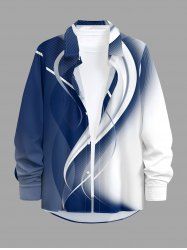 Chemise hawaïenne à boutons pour homme, manches longues, imprimé courbe dégradé - Cadetblue M