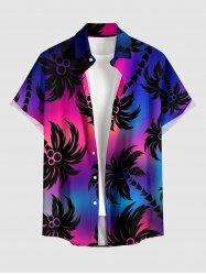 Chemise hawaïenne pour homme à imprimé dégradé cocotier, boutons et poche - Concorde S