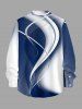 Chemise hawaïenne à boutons pour homme, manches longues, imprimé courbe dégradé - Cadetblue M