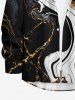 Marble Fluid Textured Print Hawaii Button Long Sleeves Shirt For Men - Noir L