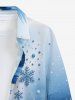 Christmas Snowflake Ball Print Button Long Sleeves Shirt For Men -  