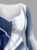 Robe asymétrique à ourlet haut-bas froncée, imprimé dégradé Hawaï à motif courbe - Cadetblue M
