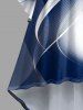 Robe asymétrique à ourlet haut-bas froncée, imprimé dégradé Hawaï à motif courbe - Cadetblue M