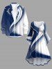 Robe asymétrique à ourlet haut-bas froncée, imprimé dégradé Hawaï à motif courbe - Cadetblue M
