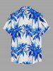 Chemise hawaïenne à boutons et poche pour homme, imprimé cocotier - Bleu S