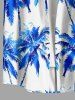 Chemise hawaïenne à boutons et poche pour homme, imprimé cocotier - Bleu S