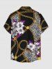 Chemise hawaïenne pour homme à boutons et poche, imprimé fleurs, léopard et chaîne - Noir S
