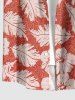 Chemise hawaïenne pour homme à imprimé fleurs d'hibiscus, feuilles et paisley, boutons et poche - Orange S