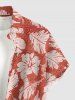 Chemise hawaïenne pour homme à imprimé fleurs d'hibiscus, feuilles et paisley, boutons et poche - Orange S