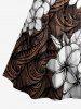 Flowers Ethnic Pattern Print Ruched Lattice Crisscross Straps Hawaii Dress -  