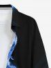 Chemise Hawaii homme à boutons, manches longues, imprimé fleurs et feuilles à paillettes - Bleu Ciel 5XL