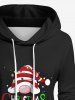 Christmas Hat Stocking Letters Snowflake Santa Claus Print Pullover Long Sleeves Hoodie -  