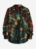 Chemise boutonnée à manches longues pour homme avec imprimé boules de Noël, flocons de neige et galaxie en dégradé - Vert profond M
