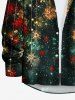 Chemise boutonnée à manches longues pour homme avec imprimé boules de Noël, flocons de neige et galaxie en dégradé - Vert profond M