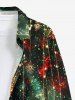 Chemise boutonnée à manches longues pour homme avec imprimé boules de Noël, flocons de neige et galaxie en dégradé - Vert profond M