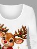 Christmas Elk Light Scarf Gift Box Print Long Sleeve T-shirt -  