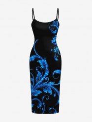 Robe hawaïenne imprimée branches feuillues Glitter Curve - Noir 4X