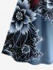 Robe de golf trapèze à poche zippée avec imprimé fleurs en volutes dégradé Hawaii - Bleu-gris 2XL