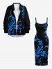 Robe hawaïenne imprimée branches feuillues Glitter Curve - Noir 4X