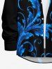 Glitter Curve Leaf Branch Print Hawaii Button Long Sleeves Shirt For Men -  