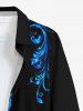 Glitter Curve Leaf Branch Print Hawaii Button Long Sleeves Shirt For Men -  