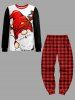 T-shirt homme à manches longues imprimé Père Noël et élan de Noël - Rouge 4XL