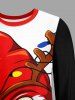 T-shirt homme à manches longues imprimé Père Noël et élan de Noël - Rouge 4XL