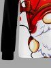 T-shirt homme à manches longues imprimé Père Noël et élan de Noël - Rouge 4XL