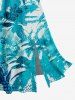 Palm Coconut Tree Print Split Hem Cover Off The Shoulder Hawaii Dress -  
