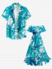 Palm Coconut Tree Print Split Hem Cover Off The Shoulder Hawaii Dress -  