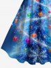 Robe trapèze imprimée sapin de Noël et flocons de neige à paillettes - Bleu profond S