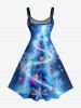 Robe trapèze imprimée sapin de Noël et flocons de neige à paillettes - Bleu profond S