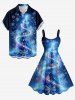 Robe trapèze imprimée sapin de Noël et flocons de neige à paillettes - Bleu profond S