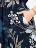 Flowers Leaf Print Split Hawaii Midi Dress -  